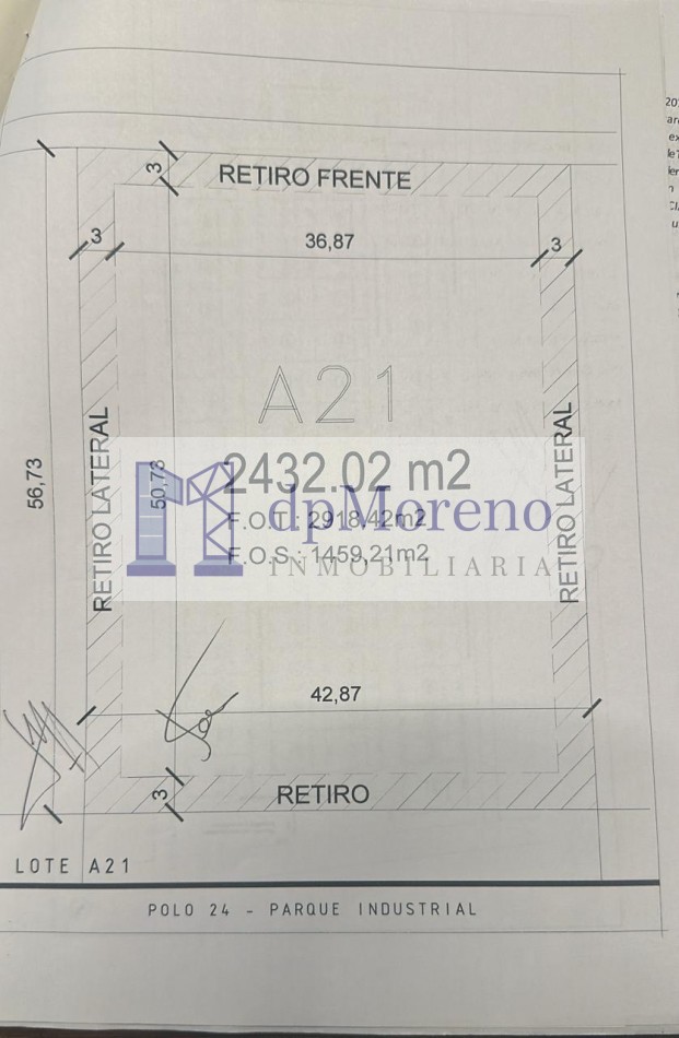 Terreno de 2400 m2 en Parque Industrial Polo 24 - Moreno